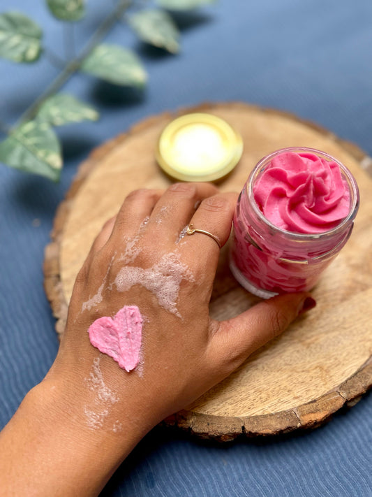 Cotton Candy whipped cream body wash with rose and argan oil, handmade by Clean & Conscious Care