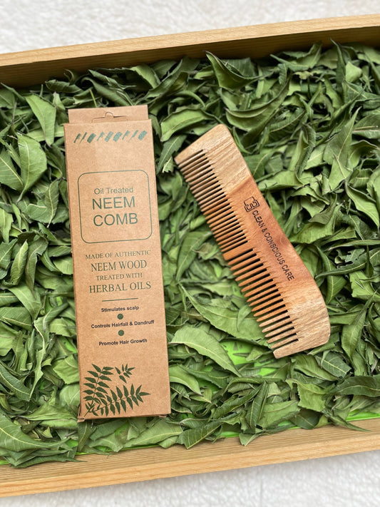 Regular neem wood comb for everyday grooming, handcrafted and plastic-free