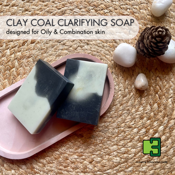 Clay Coal handmade charcoal soap with green French clay for oily skin