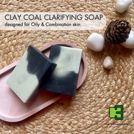 Clay Coal handmade charcoal soap with green French clay for oily skin