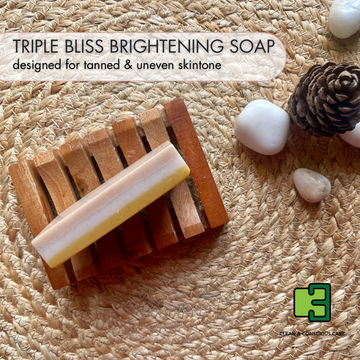 Triple Bliss handmade bathing soap with sandalwood, liquorice and red rice powder